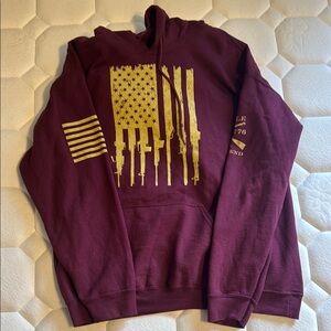 Men's Maroon Hoodie with Gold Graphic